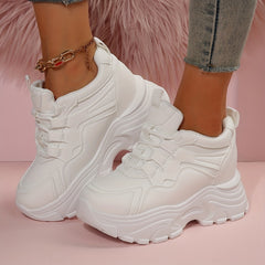 Women's Platform Chunky Sneakers Lace Up Height Increasing Shoes