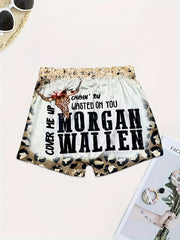 Leopard Print Skinny Shorts Casual Elastic Waist Women's Shorts