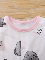 Easter Bunny Graphic Cotton Romper Jumpsuit