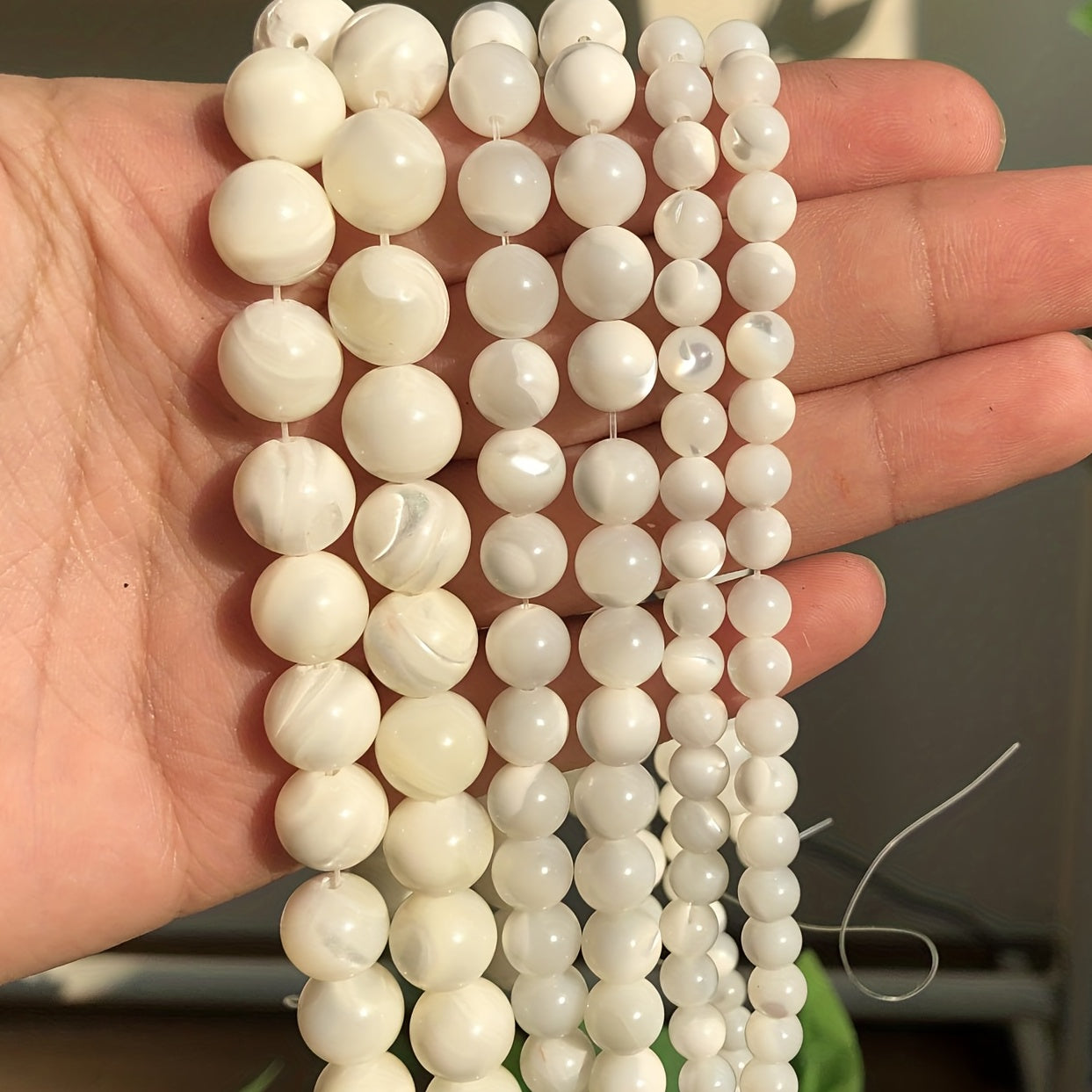 Mother Of Pearl Trochus Shell Beads Round Loose Beads 15in 4 6 8 10 12mm