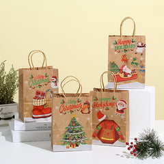 24pcs Christmas Gift Bags Brown Paper Bags Goody Bags With Handles