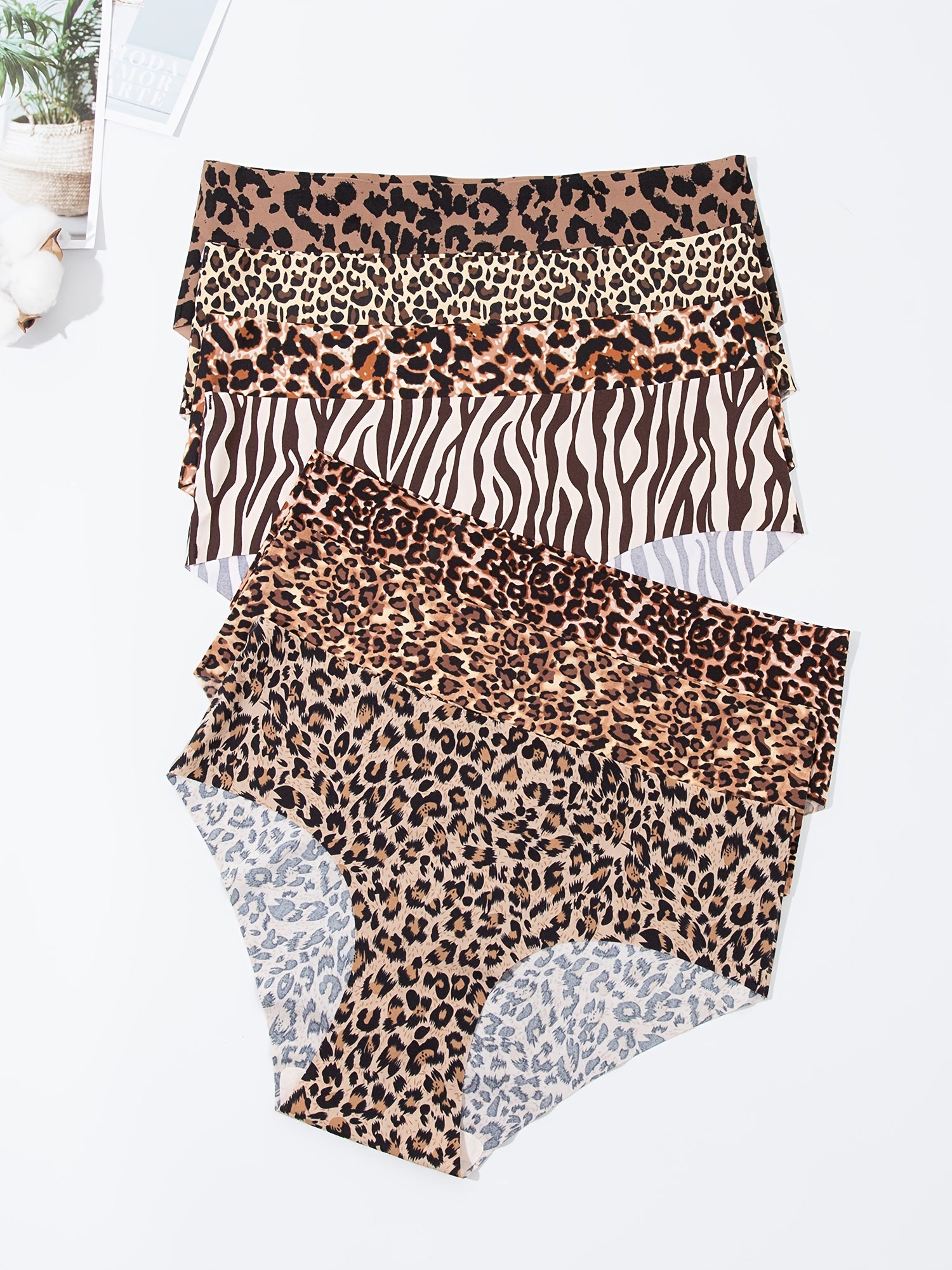 7pcs Seamless Leopard Briefs Stretchy Intimates Panties