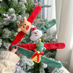 2 Pcs Christmas Snap Bracelet with Charm Plush Tree Glove Socks Wristband