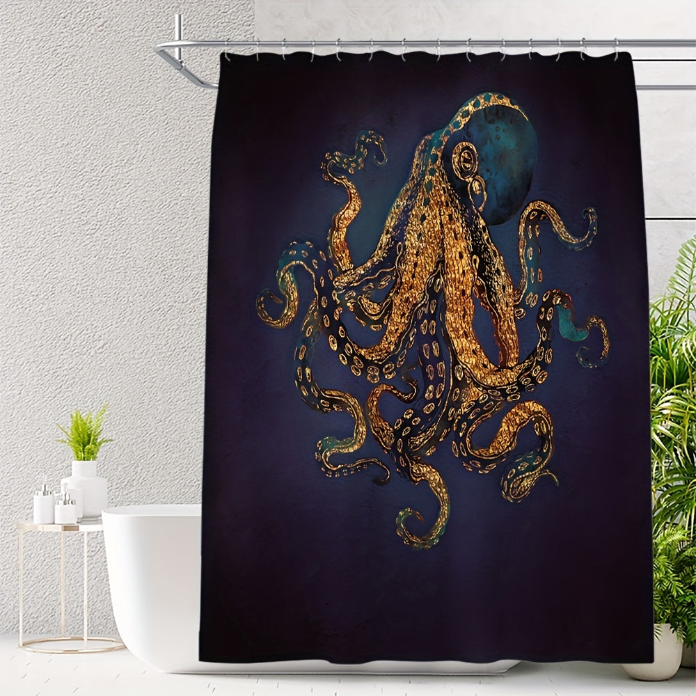 Waterproof Octopus Shower Curtain 72x72in