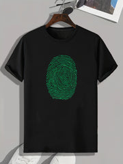 Finger Print Men's Comfy T-shirt for Outdoor Summer
