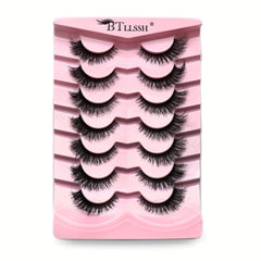 7 Pairs False Eyelashes Thick Curling 13mm Wispy False Eyelash