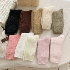 10 Pairs Warm Fuzzy Women's Socks Solid Comfy Stockings Hosiery
