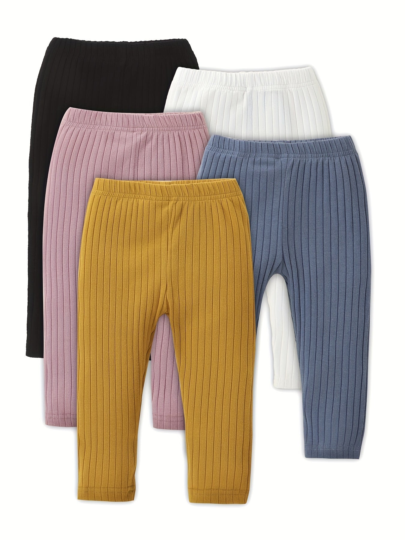 5pcs Unisex Baby Ribbed Knit Leggings