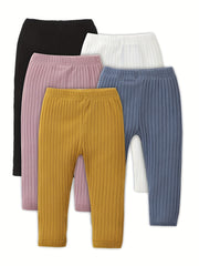 5pcs Unisex Baby Ribbed Knit Leggings