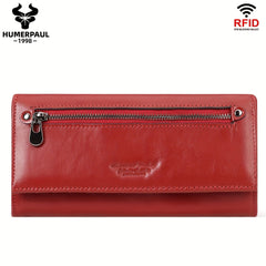 HUMERPAUL Women's Trifold Long Wallet Vintage Card Slots Large Capacity