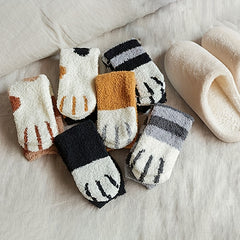 6 Pairs Cat Claw Fuzzy Socks Comfy & Warm Mid Tube Socks Women's Stockings