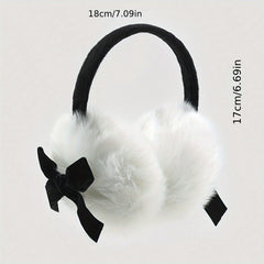 Festive Bow Earmuffs Soft Faux Fur Hand Wash Perfect Fit Suede