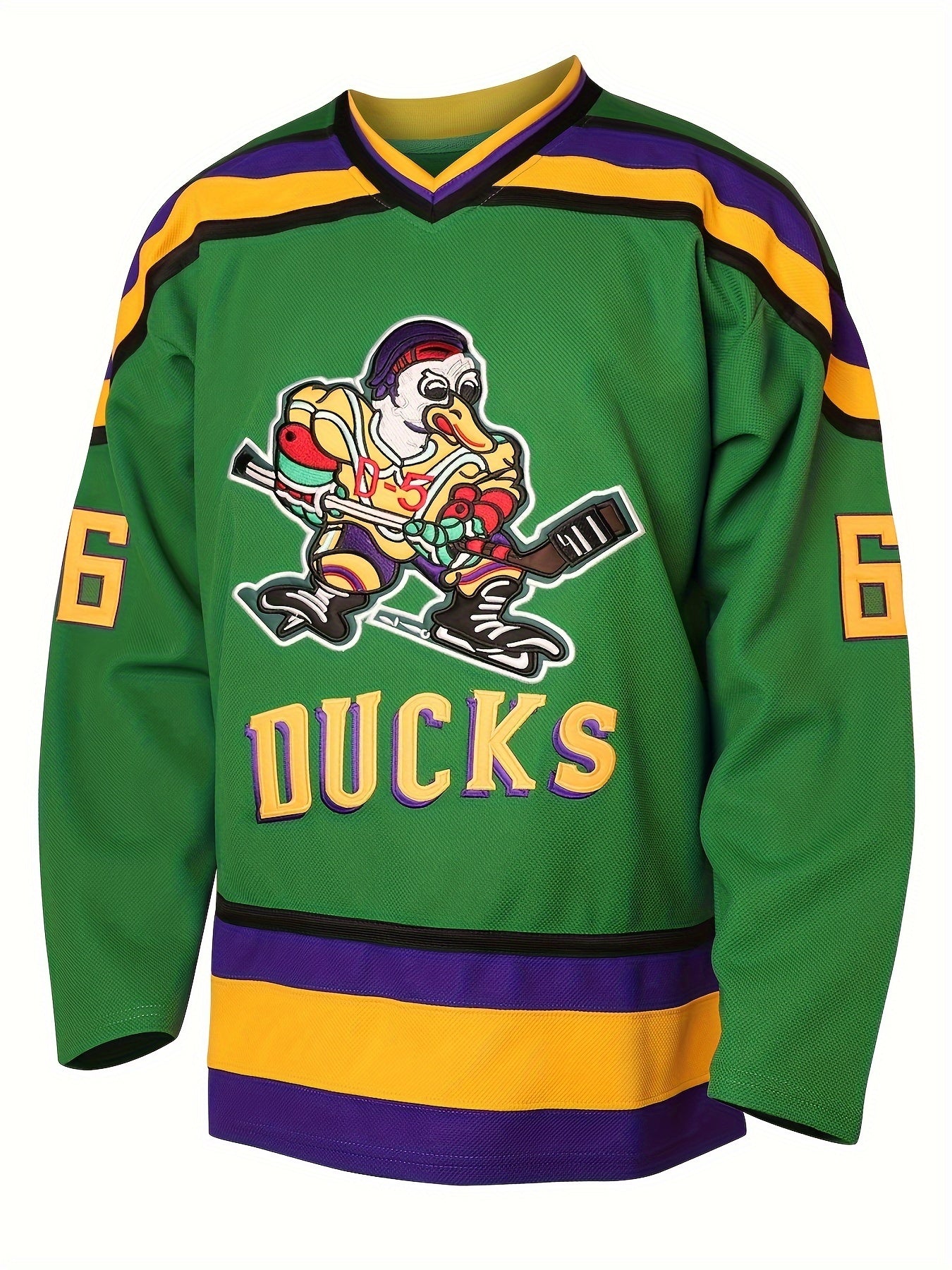Men's Ducks Pattern Hockey Jersey Long Sleeve V Neck Tee