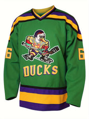 Men's Ducks Pattern Hockey Jersey Long Sleeve V Neck Tee