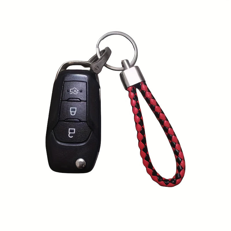 5pcs Leather Rope Keychain Braided Car Key Rope Pendant