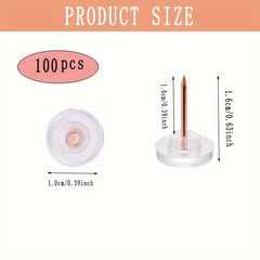 100pcs Rose Push Pins Thumb Tacks Steel Point Standard Plastic Heads Pins