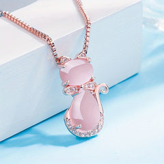 Girl's Pink Rhinestone Cat Ring Adjustable Decorative Accessories
