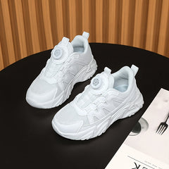 Boy's Solid Chunky Shoes with Rotating Buckle Soft Sole Sneakers