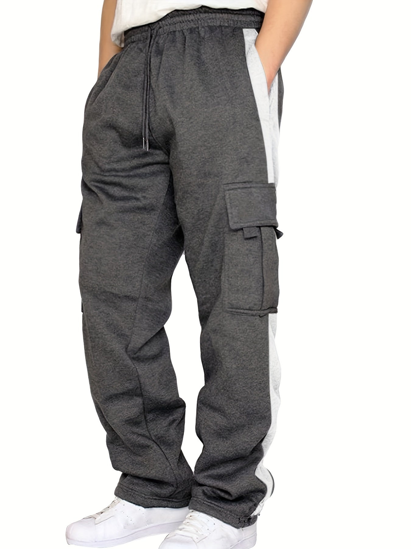 Men's Drawstring Sweatpants With Flap Pockets Active Trousers