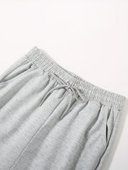 2pcs Women's Solid Loose Pants with Elastic Waist