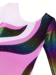 Stretchy Crew Neck Gymnastics Leotard Jumpsuit for Dance Sports
