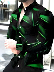 Geometric Print Men's Long Sleeve Shirt