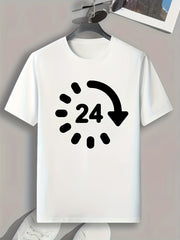24 Hours Pattern Print Men's Comfy Sports T-shirt