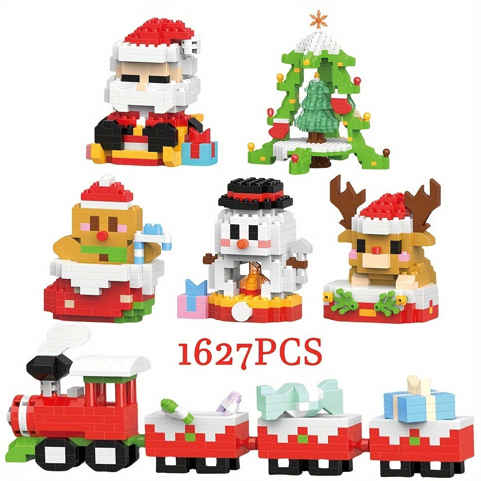 Christmas Tree Building Blocks Kit Elk Santa Claus Train Small