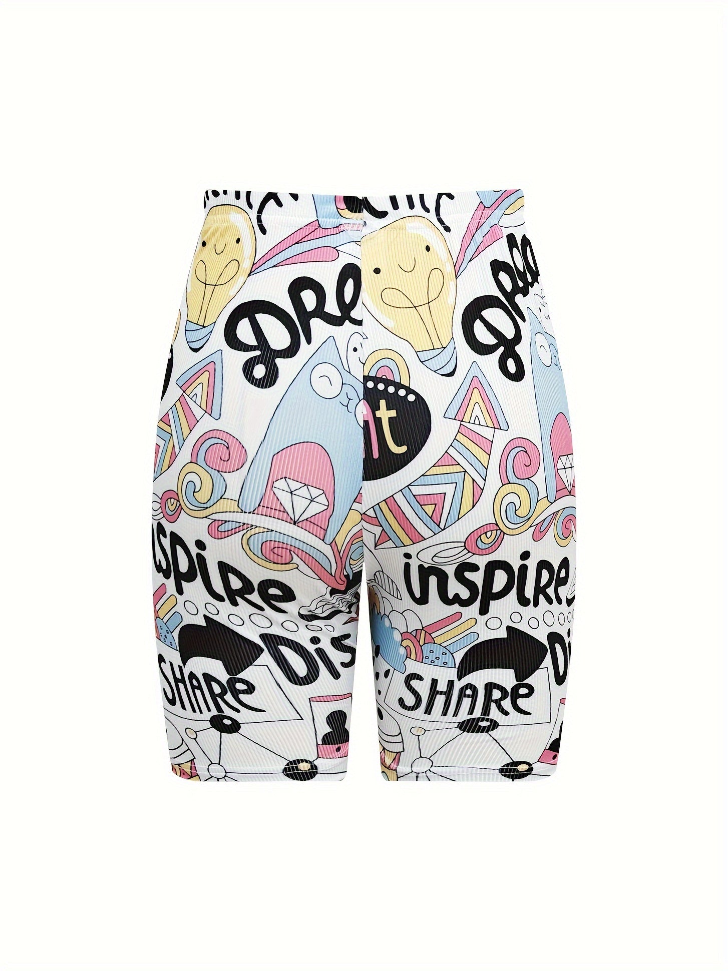 Cartoon Print Yoga Sports Shorts Women's Activewear