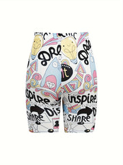 Cartoon Print Yoga Sports Shorts Women's Activewear