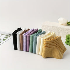 10 Pairs Ribbed Low Cut Ankle Socks Women's Stockings