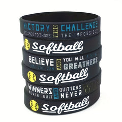 Stylish Unisex Softball Letter Graphic Silicone Bracelet