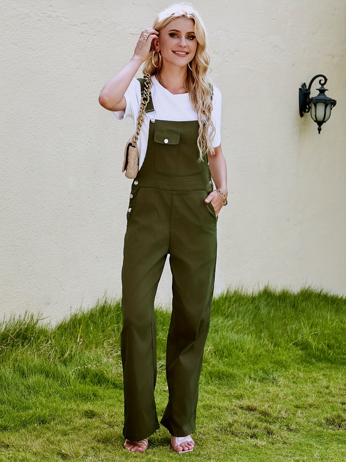Casual Button Overall Jumpsuit Spring & Fall Women's Clothing