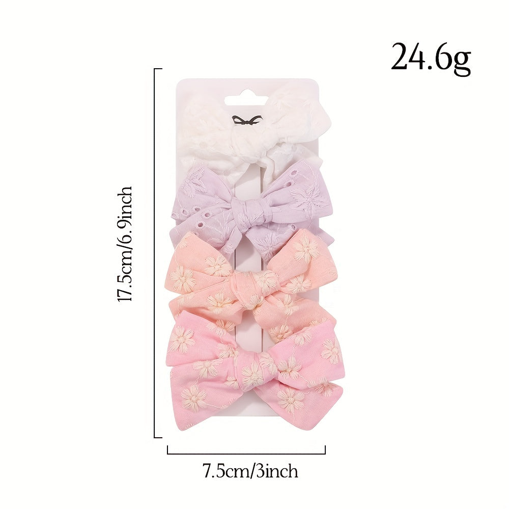 4pcs Floral Bow Hair Clip Ponytail Clip for Baby Girls