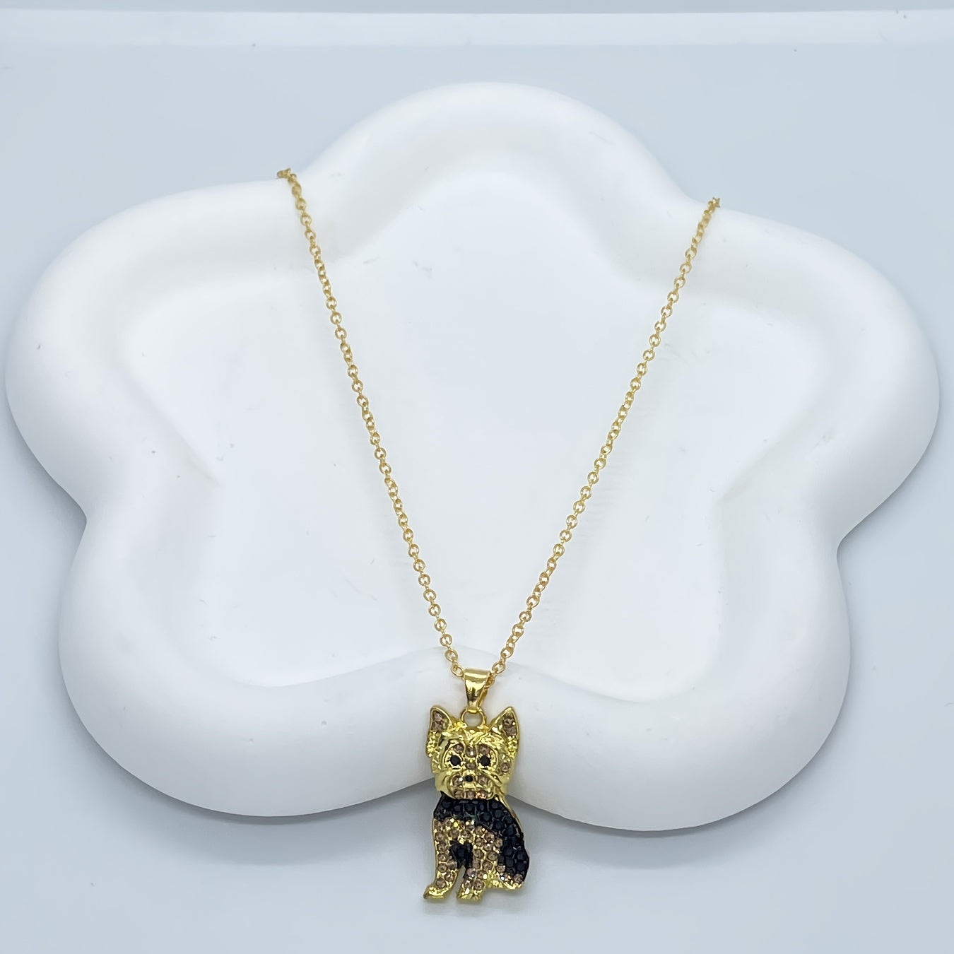 Royal Yorkie Rhinestone Pet Pendant Necklace