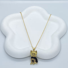 Royal Yorkie Rhinestone Pet Pendant Necklace