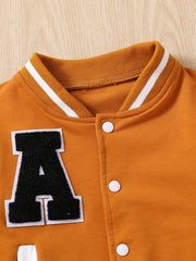 Toddler Contrast Buckle Fall Winter Jacket Baseball Uniform Sports Coat