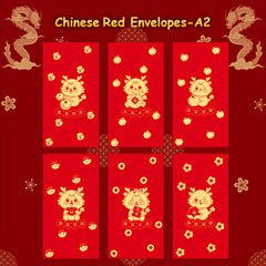 6pcs Red Envelopes Hot Stamping Embossing Year Packet Red Golden Lucky Money Poc