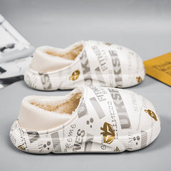 Men's Winter Letter Graphic Plush Slippers