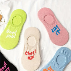 5 Pairs Letter Print Low Cut Ankle Socks Women's Stockings