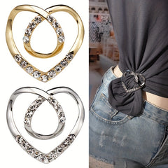 Heart Clothes Clip Brooch Rhinestone Hollow Scarf Sweater Shawl Cape Pin