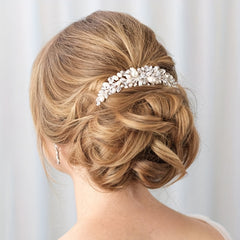 Pearl Inlaid Crystal Hair Comb for Women