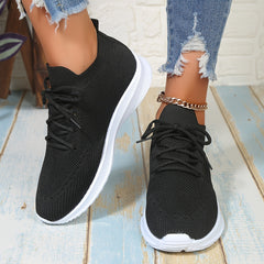 Woven Athletic Running Shoes Lace up Outdoor Casual Sneakers Women's