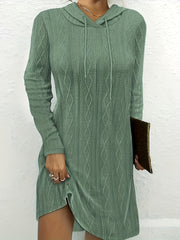 Jacquard Long Sleeve Hooded Mini Dress