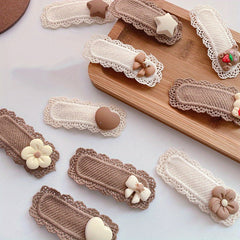 Baby Girls Sweet Flowers Bowknot Hair Clips Headwear Set