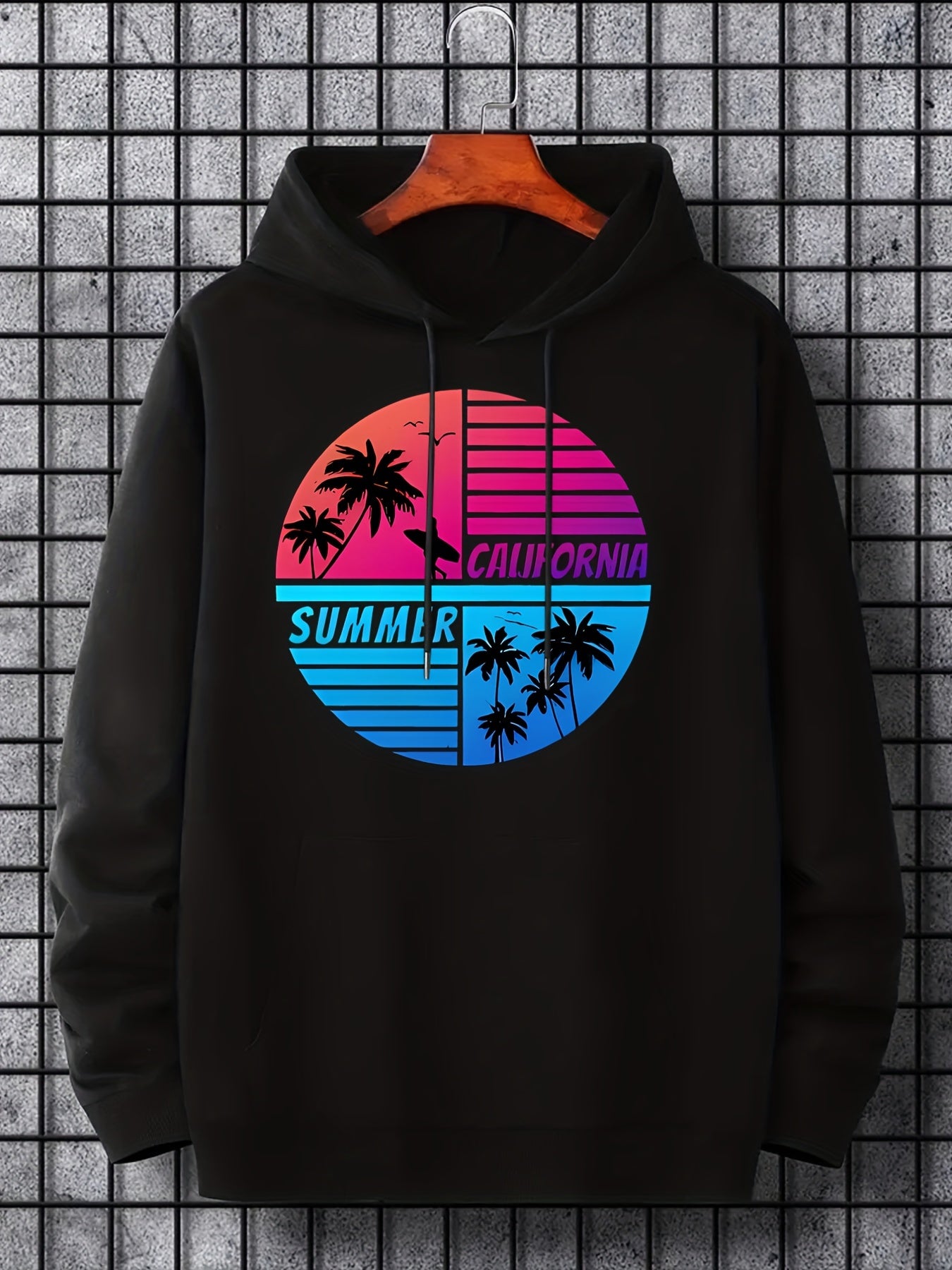 Head Statue Print Hoodie Men's Casual Pullover Hooded Sweatshirt