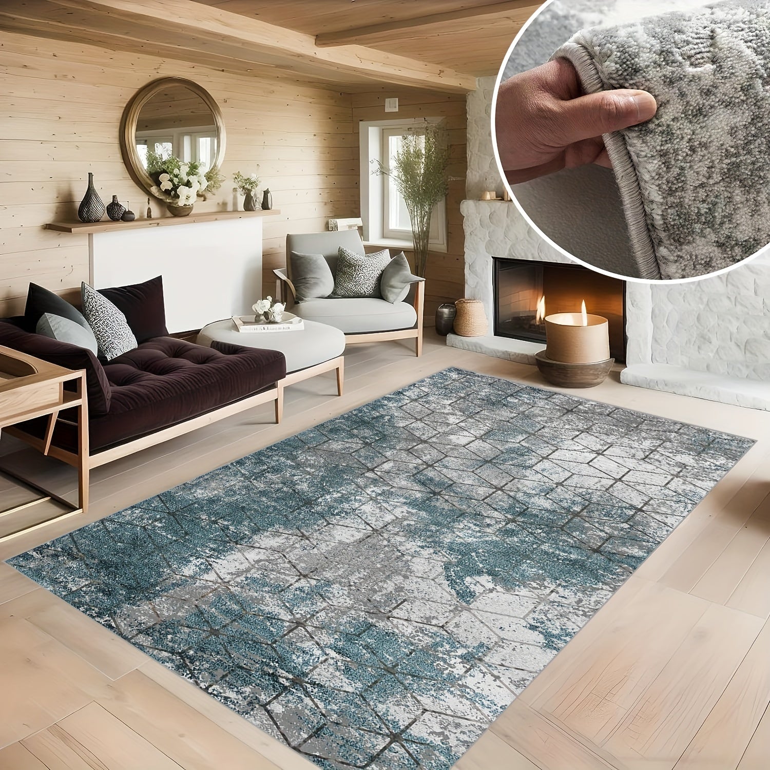 Soft Geometric Faux Cashmere Area Rug