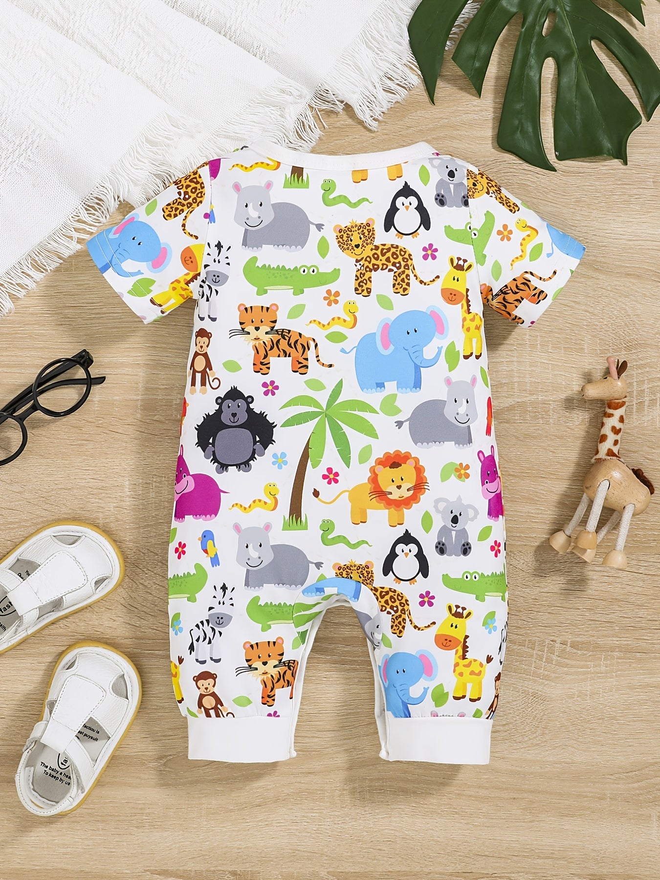 Baby Boys Casual Animal Graphic Print Short Sleeve Romper Jumpsuit Clothes