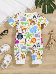Baby Boys Casual Animal Graphic Print Short Sleeve Romper Jumpsuit Clothes