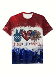 3D PEACE LOVE AMERICA Short Sleeve T shirt Kids Pullover Tops Summer